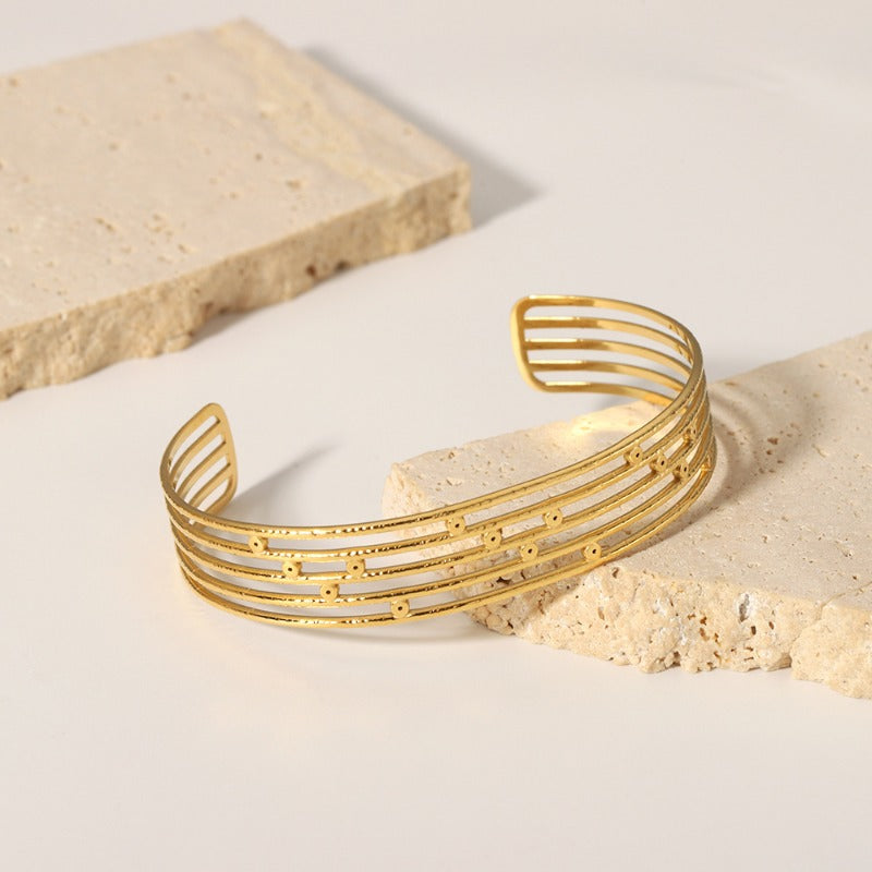 Wholesale Retro Stainless Steel Fashionable All-match Open 18K Gold-plated Non-fading Bracelet